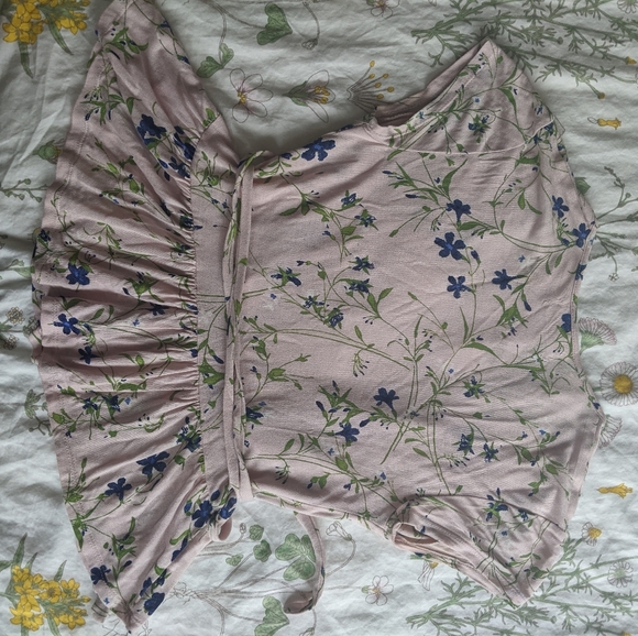 Floral waist tie deep V peplum top - Picture 8 of 9